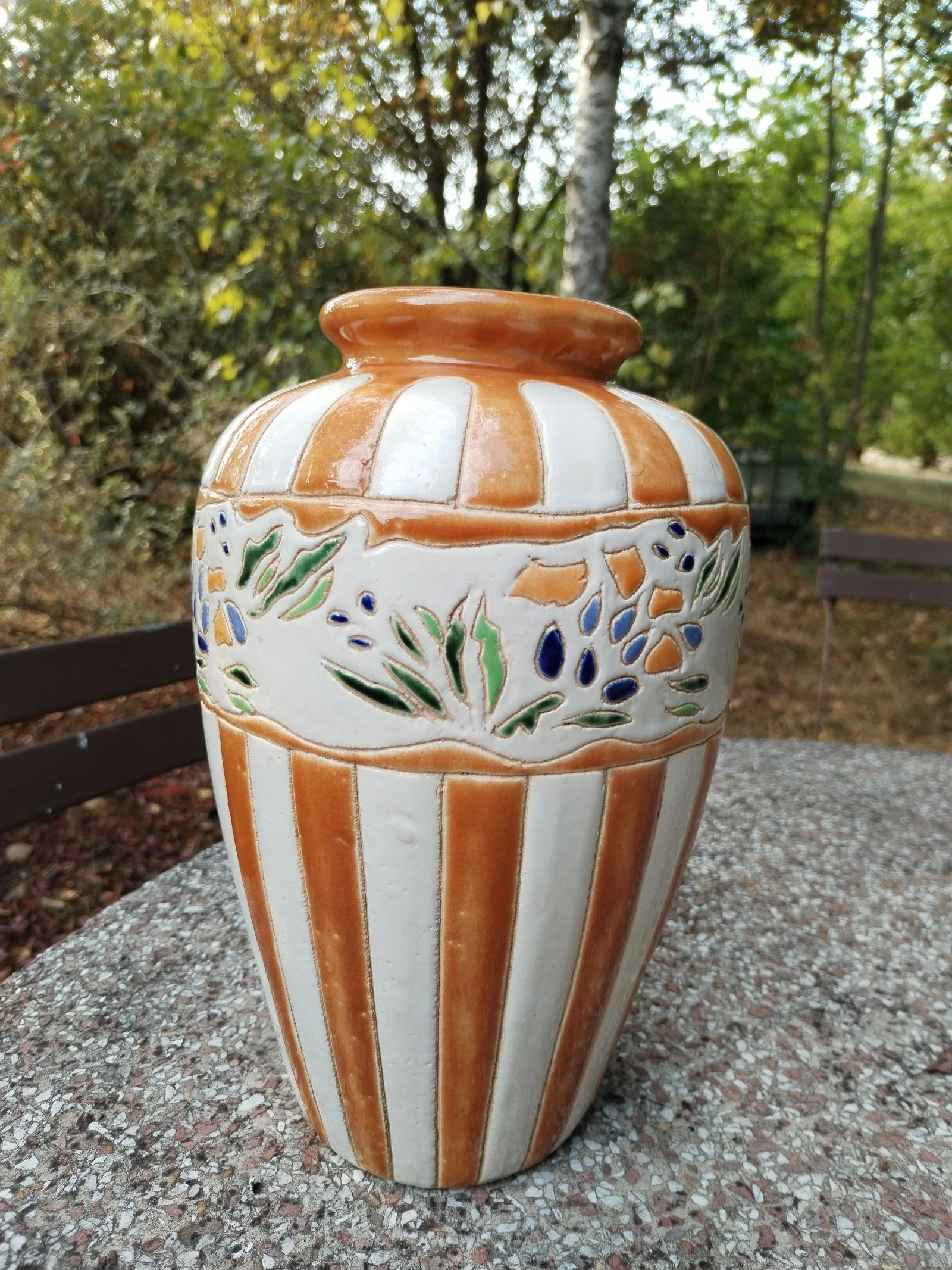 Muito belo vaso vintage estilo art déco artesanal feito à mão. – photo 5